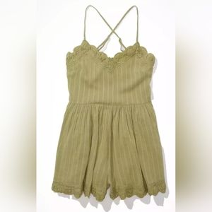 COPY - American Eagle Green Embroidered Romper